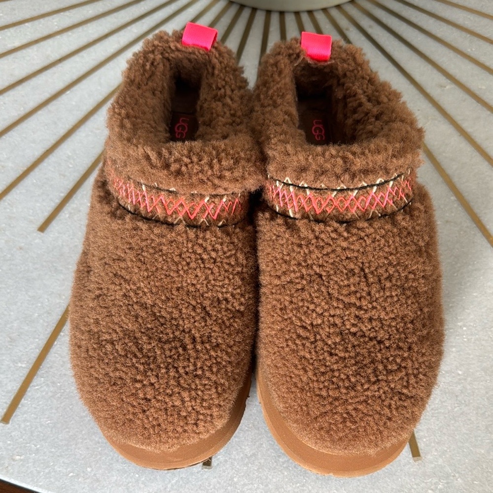UGG Tazz Braid Hardwood Platform Slipper Shoes